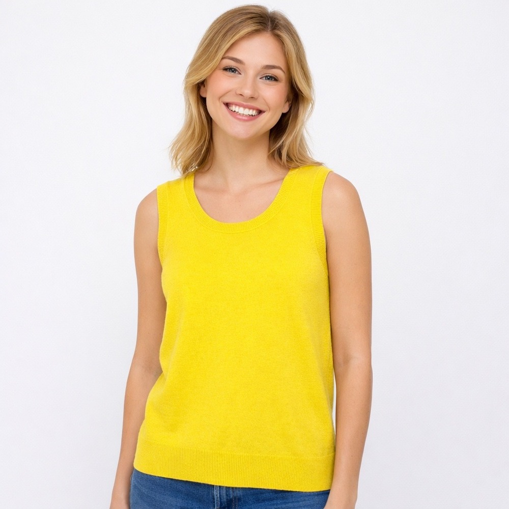 Talbots Womens Dandelion Yellow 100% Cashmere Sleeveless V-Neck Sweater Vest L